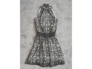 Sleeveless Snake Print Dress with Smocked Waist